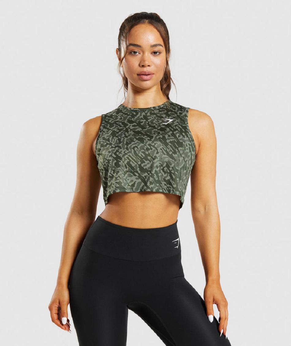 Przycięte Topy Damskie Gymshark Treningowe Zielone | PL 2635VRW